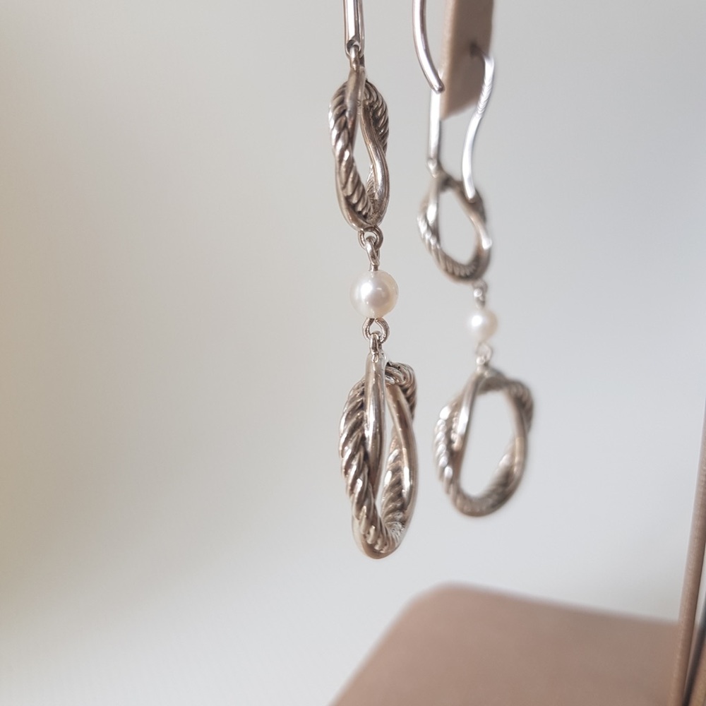 David Yurman Infinity Double Drop Earrings With Pearls - Picture 6 of 11